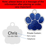 Pet Dog Cat Personalized Paw Tags Engraved ID Name Collar Glitter Pendant