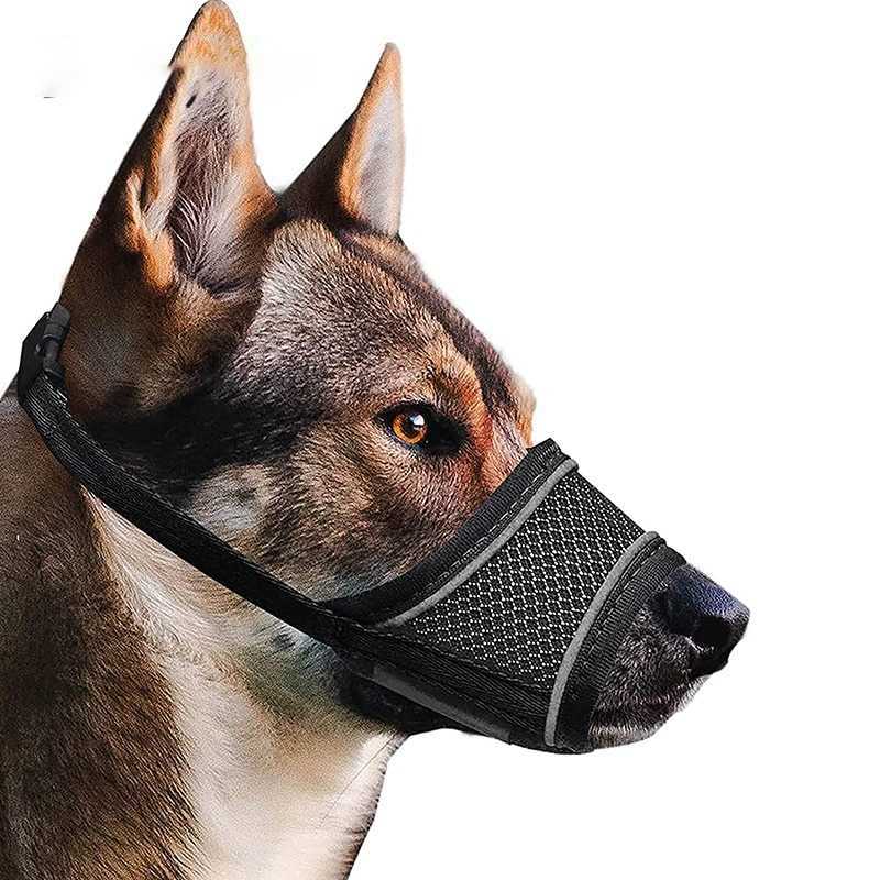 Soft Nylon Mesh Dog Muzzle Breathable Reflective Pet Mouth Cover Prevents Biting Barking