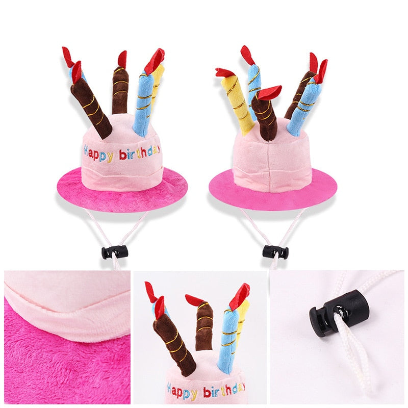 Dogs Cats Plush Birthday Hat Pet Gift birthday cake cap candle design headdress