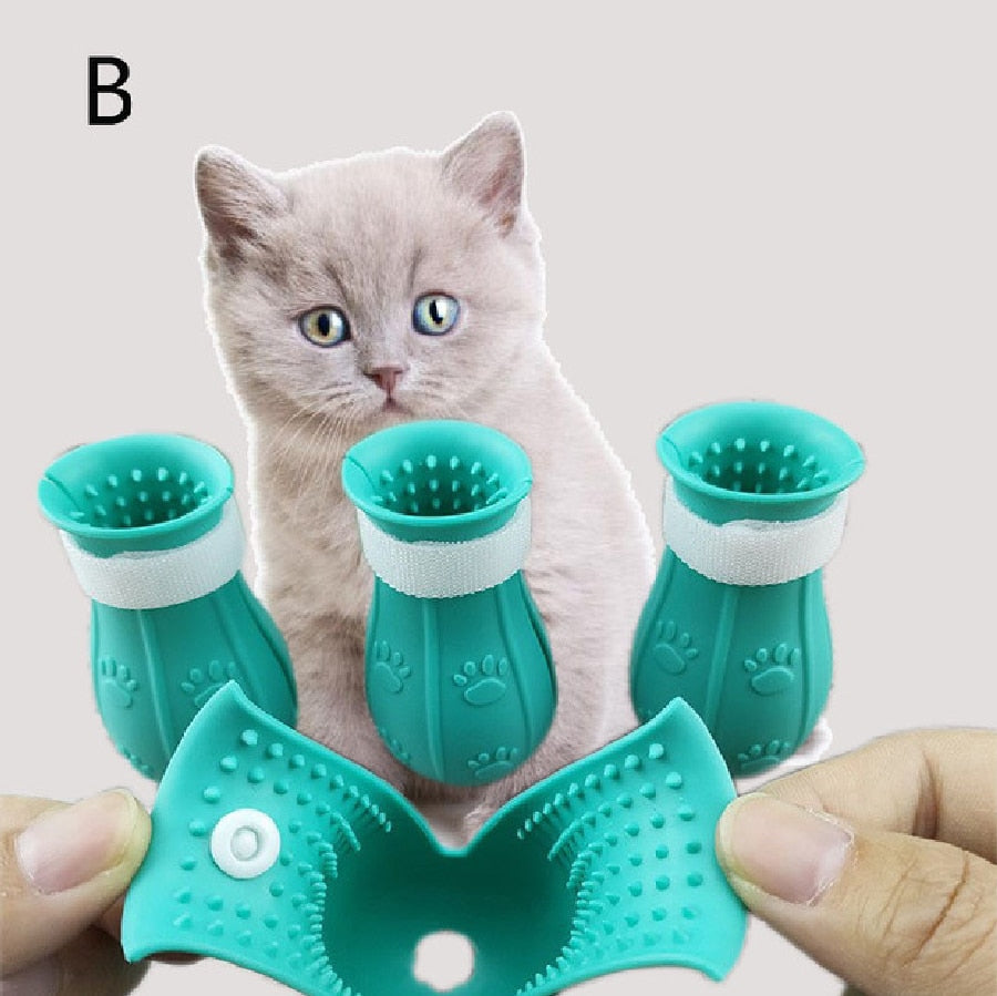 Adjustable Pet Cat Foot Cover Anti-Scratch Bite Silicone Paw Cover