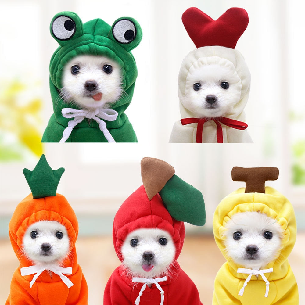 Pet Clothes Dogs Hooded Sweatshirt Fruit Warm Coat Cat Sweater Cold Weather Costume