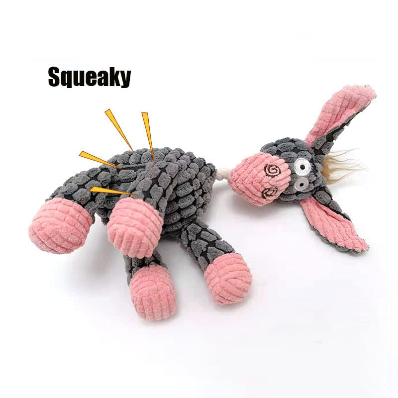 Pet Dogs Toy Donkey Shape Corduroy Chew Toy
