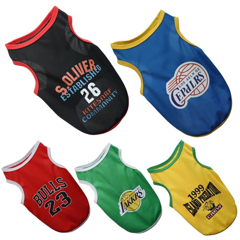 Pets Dog Summer Clothes Breathable Basketball Jersey Cats Vest Pug Sport Shirts