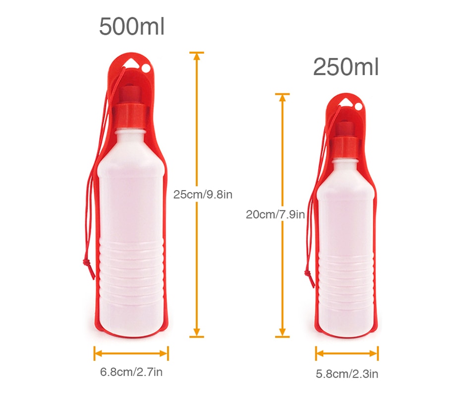 250ml/500ml Pet Dog Cat Plastic Foldable Portable Water Bottle Outdoor Travel Feeder