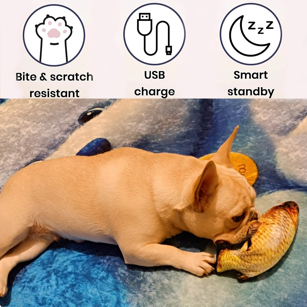 Pet Cats Dogs Toy Electric Wiggling Fish Molar Toy