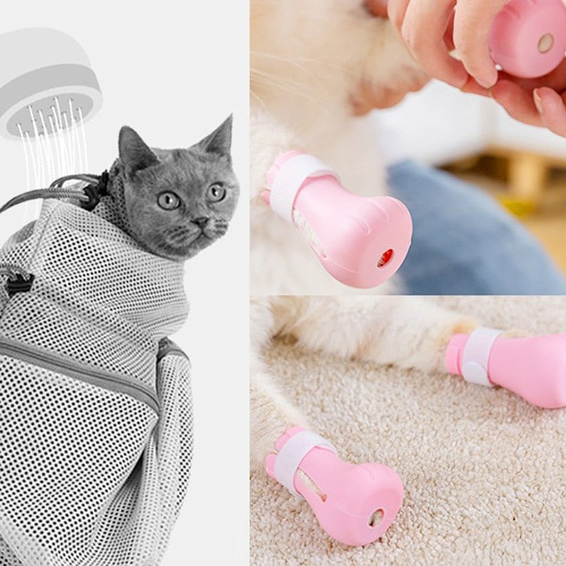 Adjustable Anti-biting Cat Claw Cover Cut Nails Foot Cover Paw Protector Anti-Scratch Shoes Boots