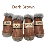 Winter Pet Dog Shoes Warm Snow Boots Waterproof Fur 4Pcs/Set