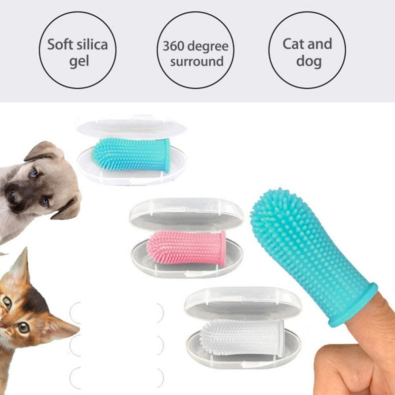 Pet Dogs Cats Super Soft Pet Finger Toothbrush