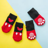 4Pcs/set Knitted Small Dogs Shoes Thick Warm Paw Protector Cute Cat Indoor Wear Boot