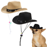 Adjustable Summer Pet Dogs Cats Hat Cowboy Hats Scarfs Outdoor Caps
