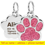 Pet Dog Cat Personalized Paw Tags Engraved ID Name Collar Glitter Pendant
