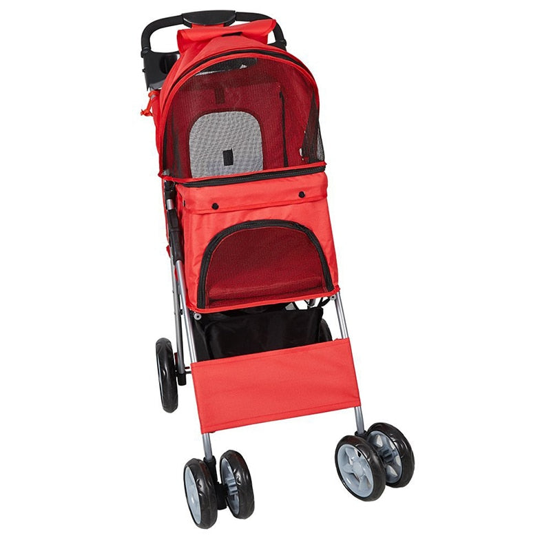 Outdoor Pet Cat Cart Breathable Dog Carrier Bag Stroller 360 Rotating Wheel