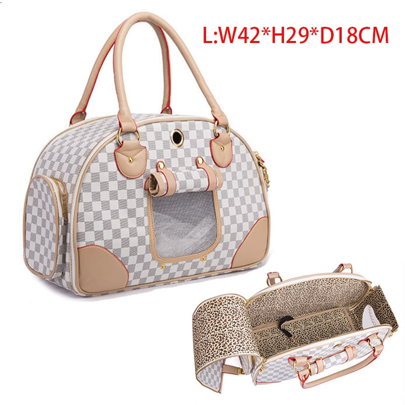 Pet Bag Dog Cat Carrier Purse LuxuryTransport Bag Carrying Box Handbag
