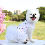 Small Pet Dog Lace Chiffon Flowers Fashion Wedding Dress Summer Cute Costume Clothes