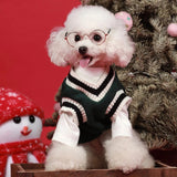 XS-5XL Dog Cat Sweater V-neck Striped Vest Pet Winter Warm Clothes Apperal