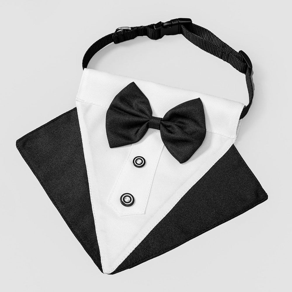 Adjustable Dog Cat Tuxedo Bandana Collar Pet Wedding Bow Tie Scarf