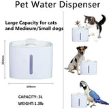 Automatic Cat Fountain Water Dispenser 3L Dog Pet LED Water Pump