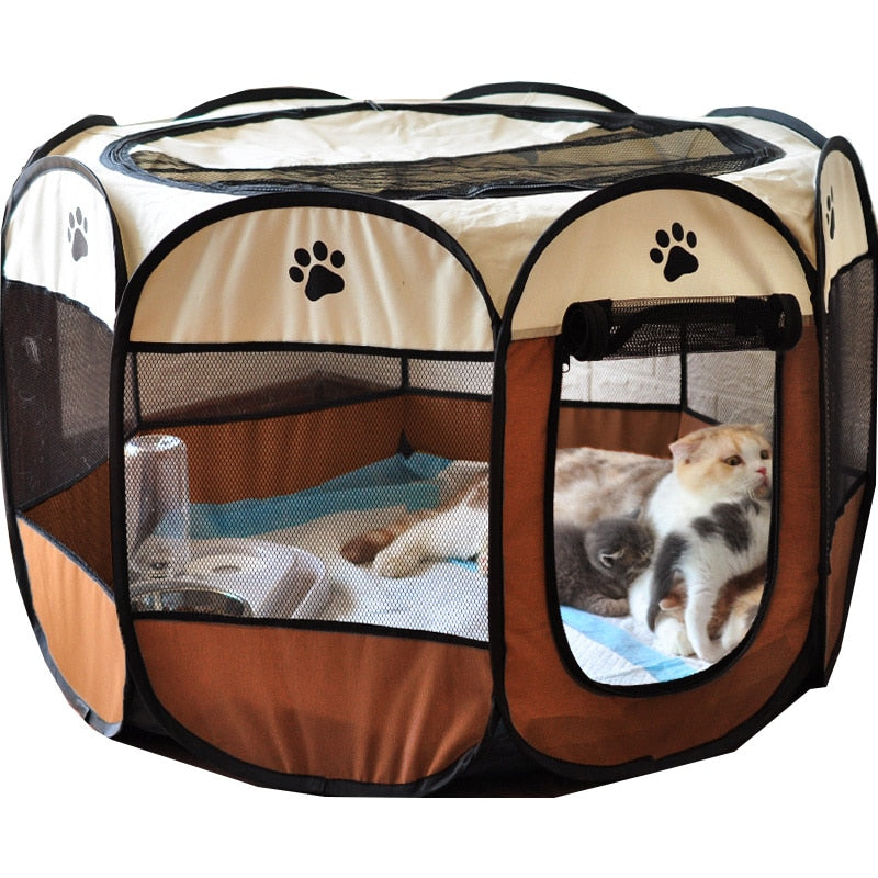 Pet Dog Cat Cage Portable Tent Folding House Octagonal Cage Tent