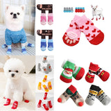 4Pcs/set Knitted Small Dogs Shoes Thick Warm Paw Protector Cute Cat Indoor Wear Boot