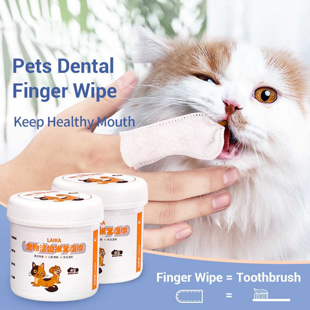 Pet Dog Cat Cleaning Wipes Dental Finger Teeth Eye Tear Ear Stain Remover Glove
