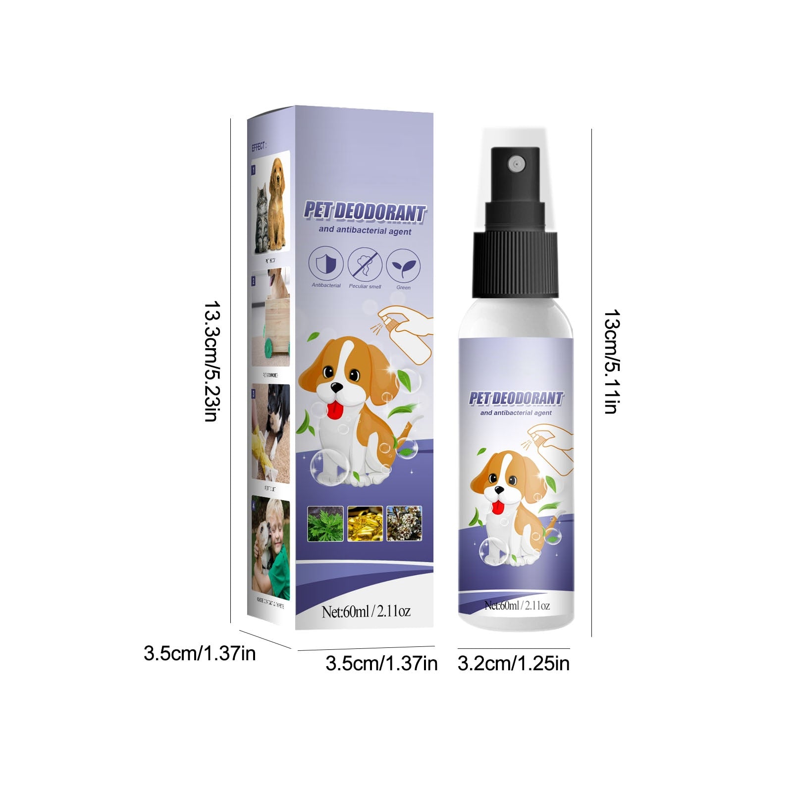 60ml Pet Dog Cat Natural Plant Formula Deodorant Liquid Perfume Spray