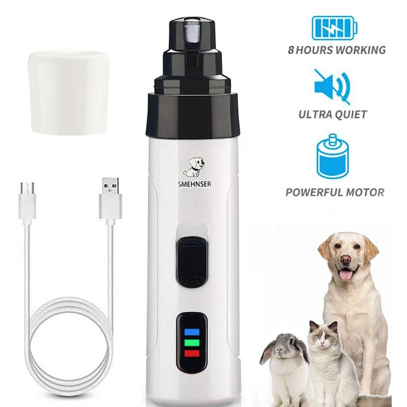 Electric Pet Dog Nail Clippers Rechargeable USB Paws Grooming Trimmer Tools