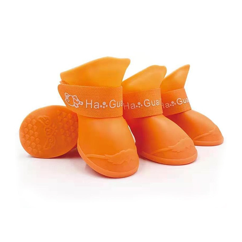 4Pc/Set Pet Dog Rain Shoes Anti Slip Waterproof Cat Shoe Rubber Boots