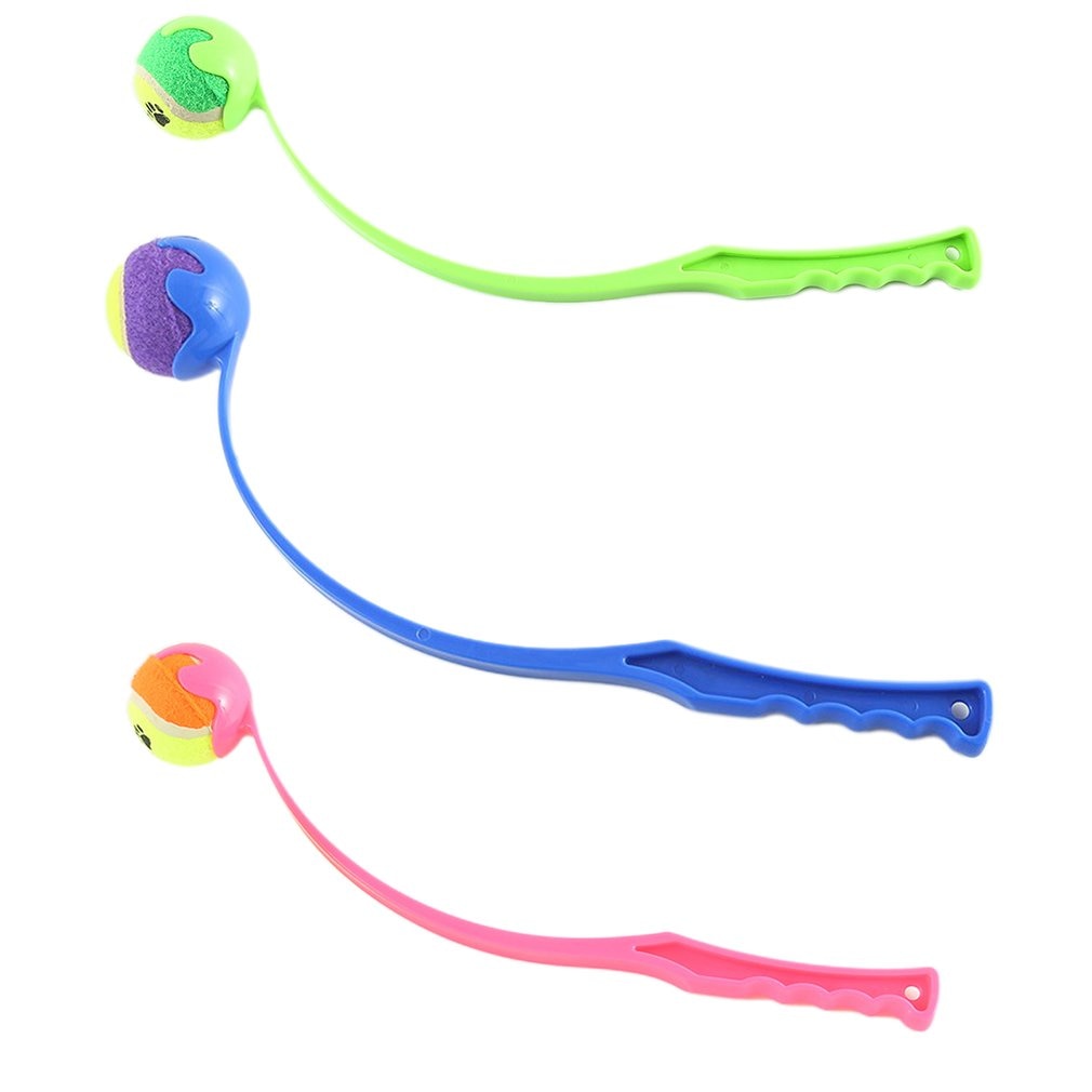 Pet Dog Interactive Tossing Tennis Toy Ball Training Fluorescent Thrower