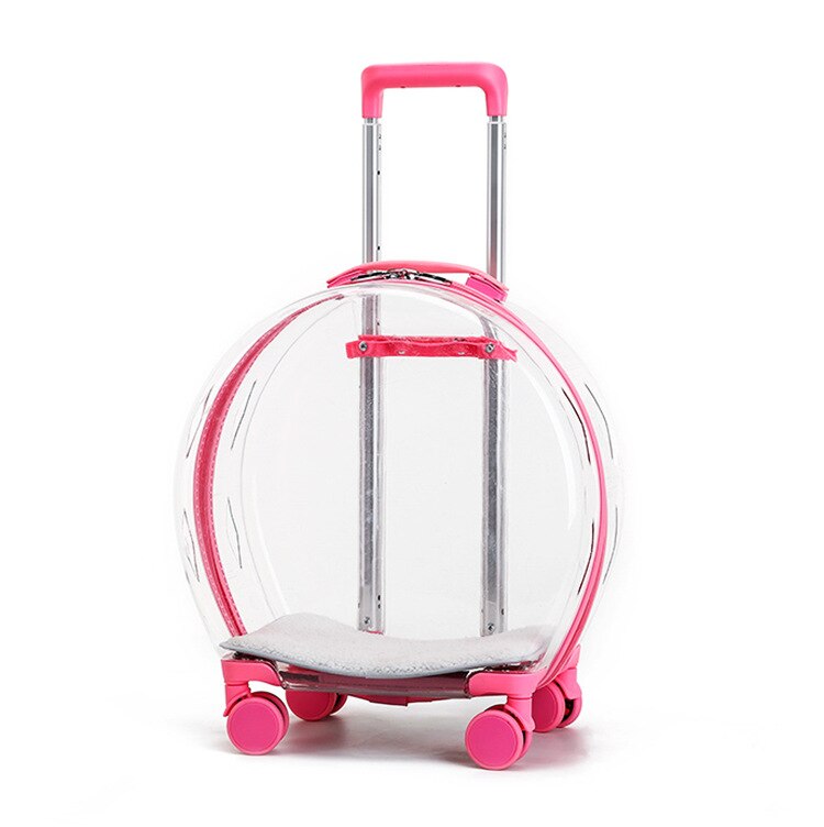 Pet Dog Cat Trolley Suitcase With Wheels Transparent Suitcase Portable Cage