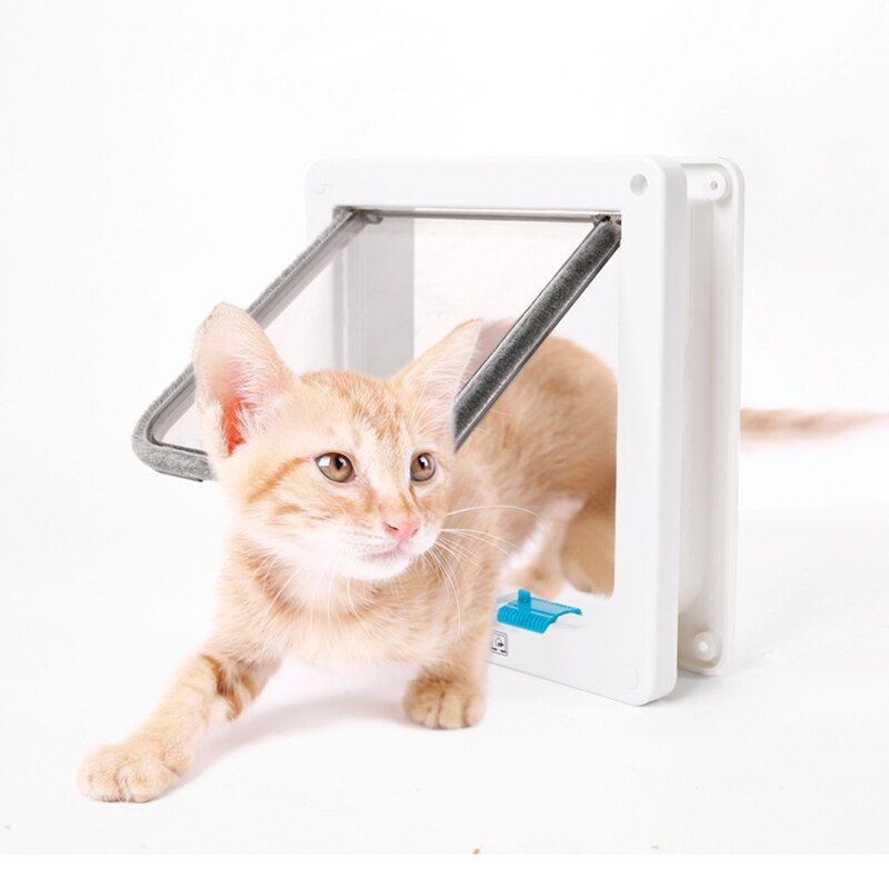 Pet Cat Small Dog Flap Door with 4 Way Lock Security Flap Gate