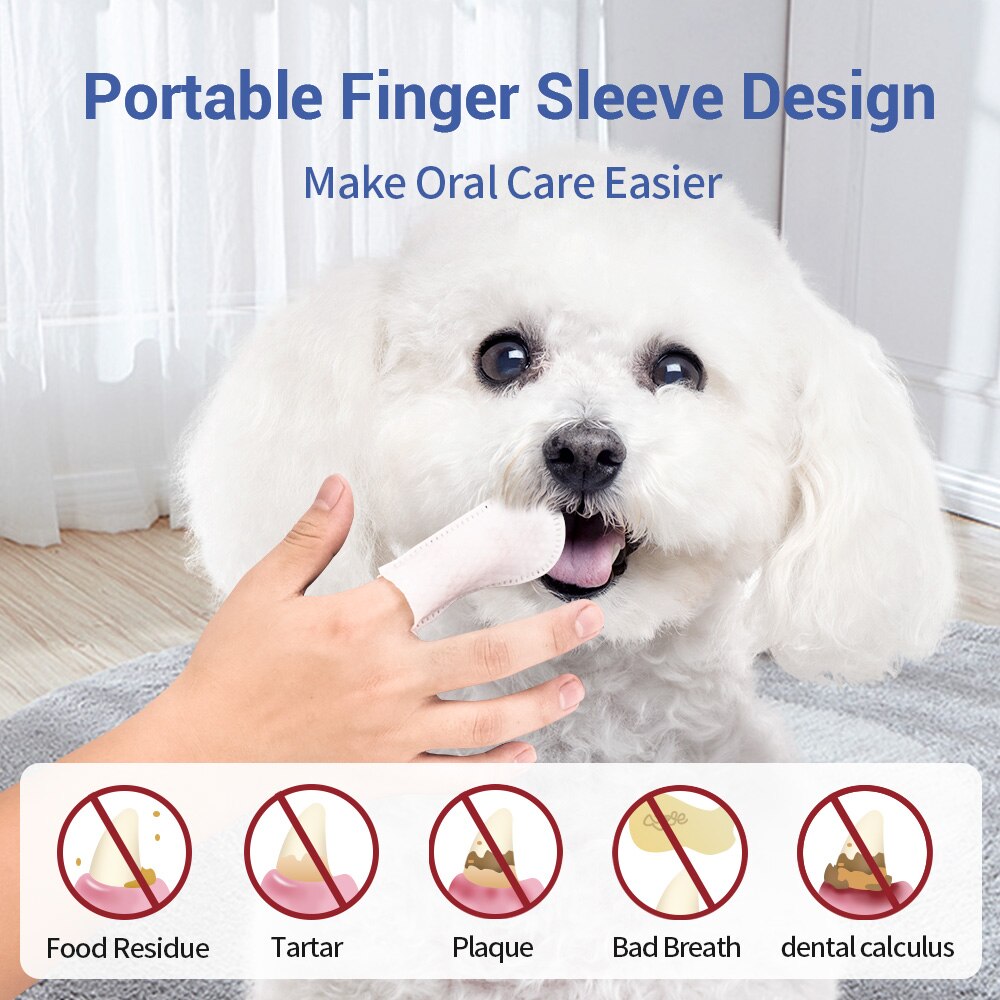 Pet Dog Cat Cleaning Wipes Dental Finger Teeth Eye Tear Ear Stain Remover Glove
