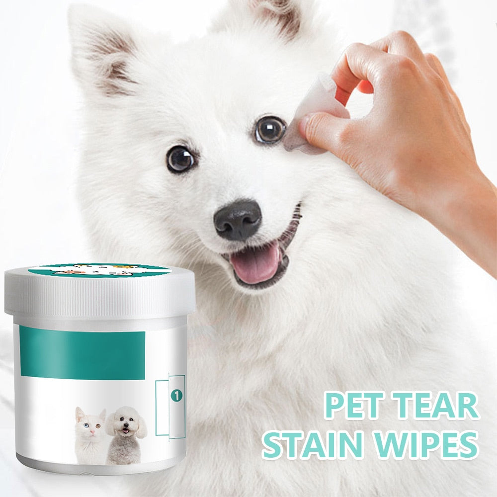 130Pcs  Pet Dog Cat Wet Wipes Eye Tear Ear Stain Remover Cleaning Round Pad