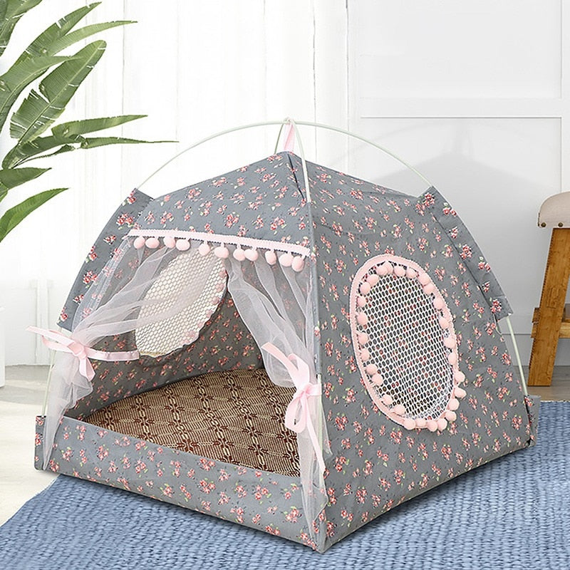 Pet Cat Tent Dog cage Basket House Bed Summer Cave Hut Playpen